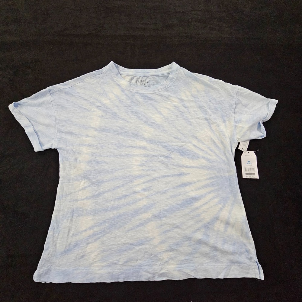 Time & Tru Blue Tie-Dye Short Sleeve Cotton T-Shirt Women's M